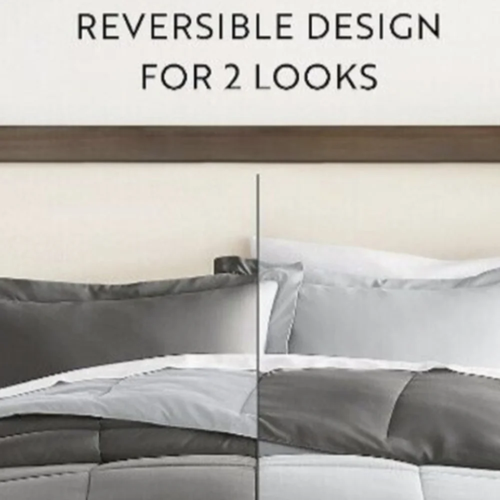 NWOT Pillow Shams Charcoal Gray/Light Gray Flanged Edge Envelope Style Set of 2